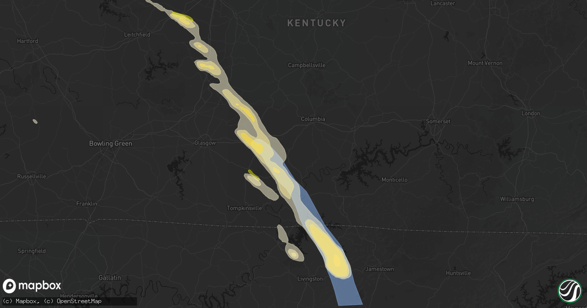 Hail map in Breeding, KY on August 22, 2026