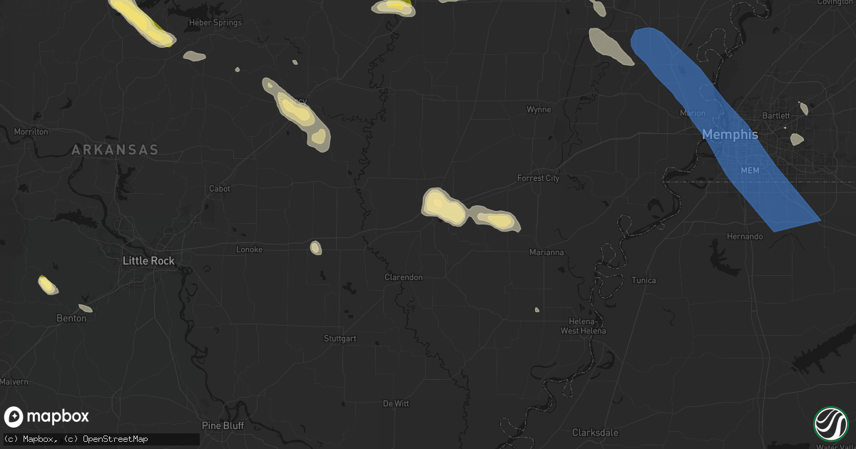 Hail map in Brinkley, AR on August 22, 2026