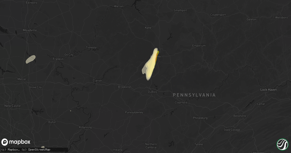Hail map in Brockway, PA on August 22, 2026