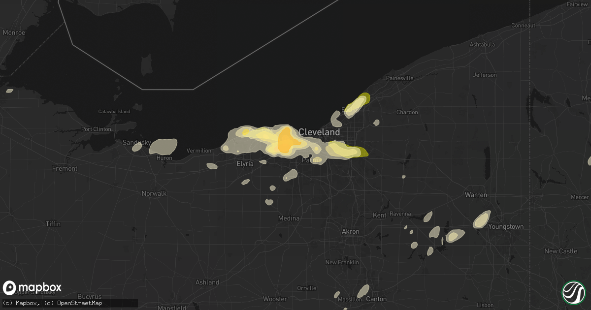 Hail map in Brookpark, OH on August 22, 2026