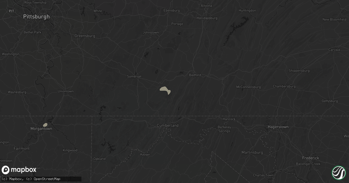 Hail map in Buffalo Mills, PA on August 22, 2026