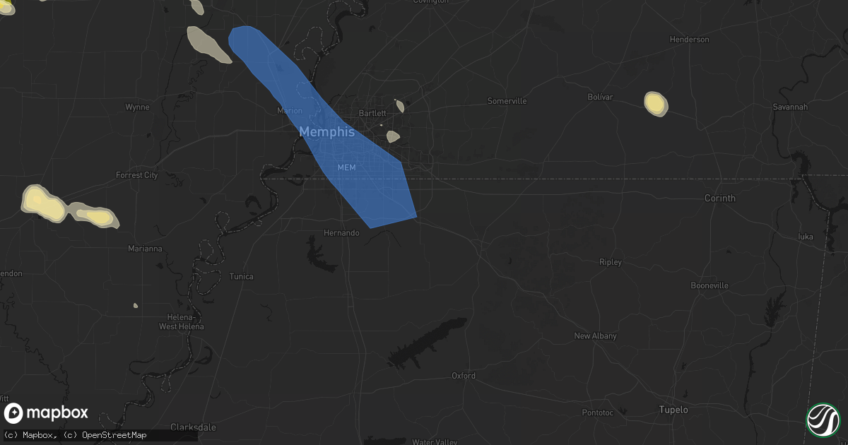 Hail map in Byhalia, MS on August 22, 2026