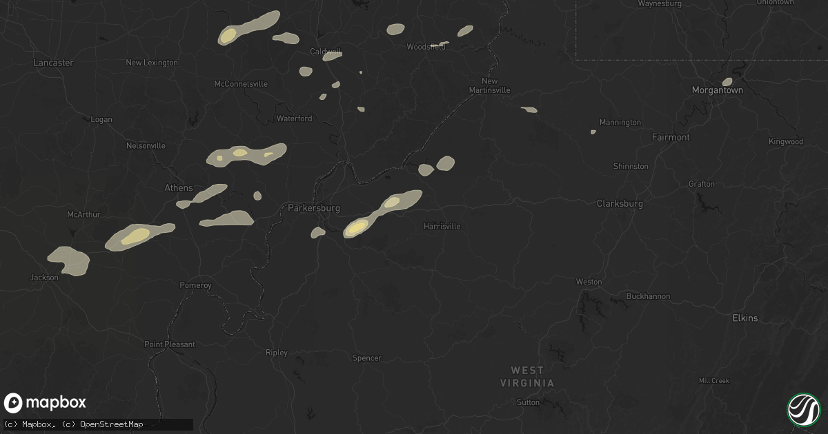 Hail map in Cairo, WV on August 22, 2026