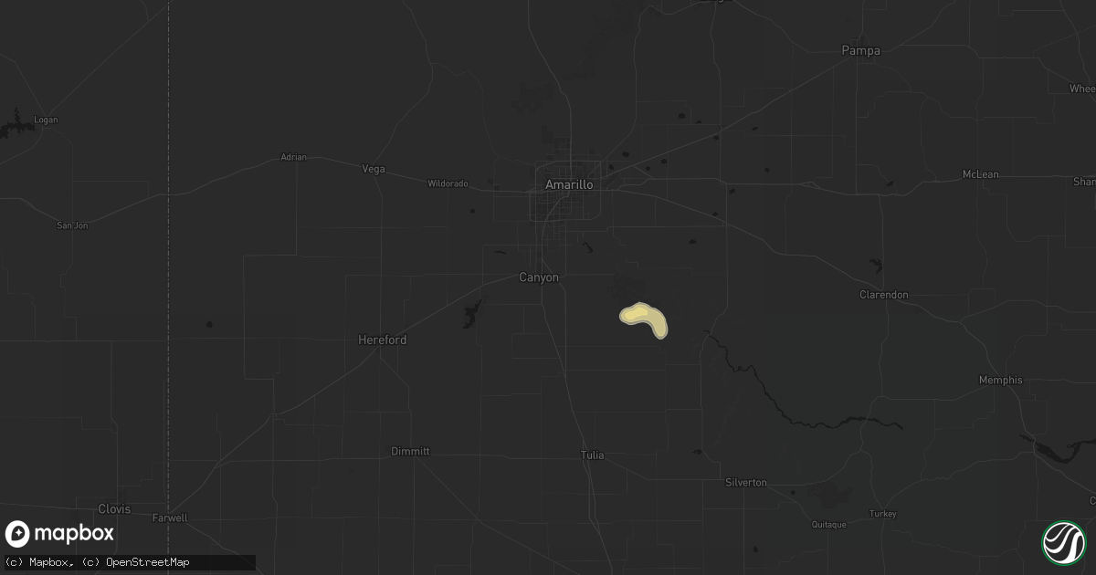 Hail map in Canyon, TX on August 22, 2026