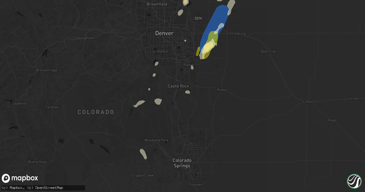 Hail map in Castle Rock, CO on August 22, 2026