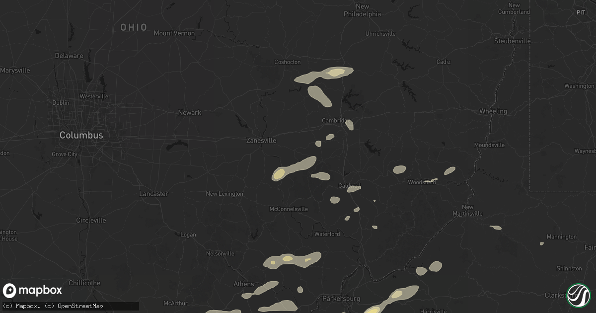 Hail map in Chandlersville, OH on August 22, 2026