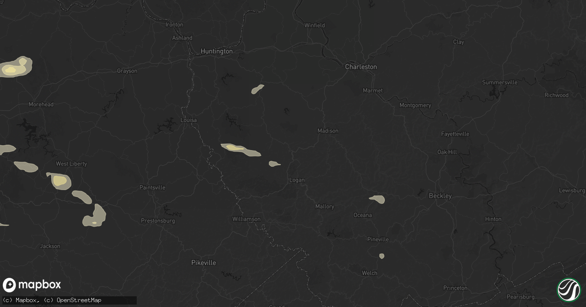 Hail map in Chapmanville, WV on August 22, 2026