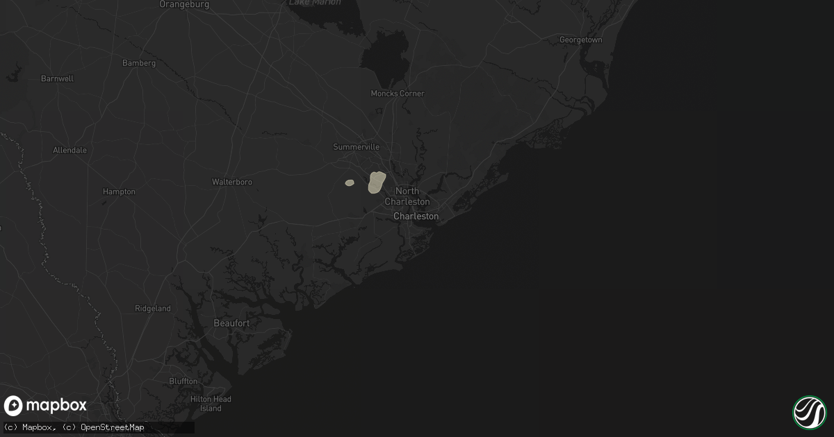 Hail map in Charleston, SC on August 22, 2026