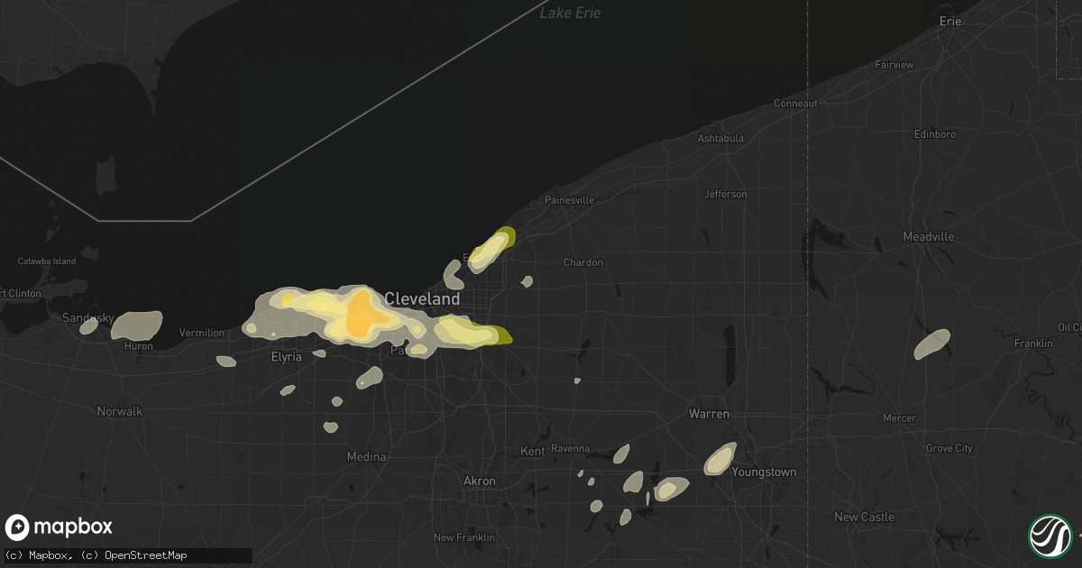 Hail map in Chesterland, OH on August 22, 2026