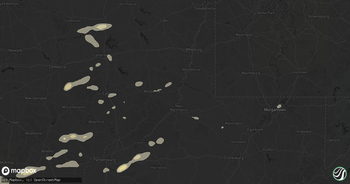 Hail map in Clarington, OH on August 22, 2026