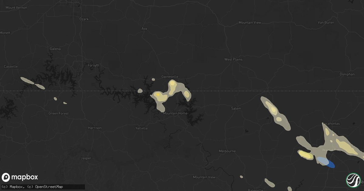 Hail map in Clarkridge, AR on August 22, 2026