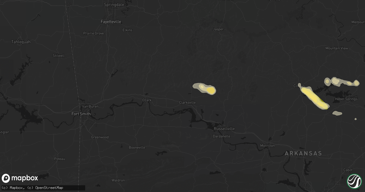 Hail map in Clarksville, AR on August 22, 2026