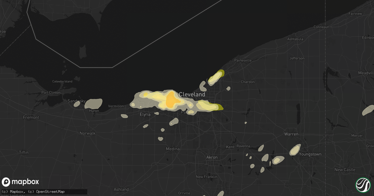 Hail map in Cleveland, OH on August 22, 2026