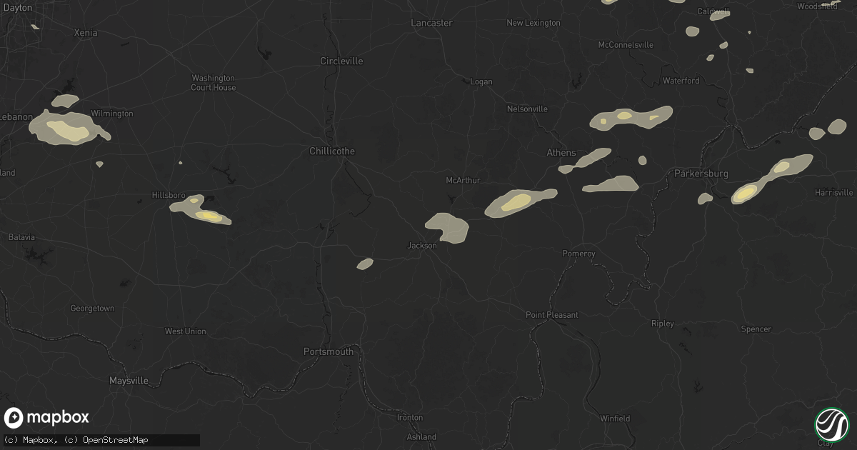 Hail map in Coalton, OH on August 22, 2026