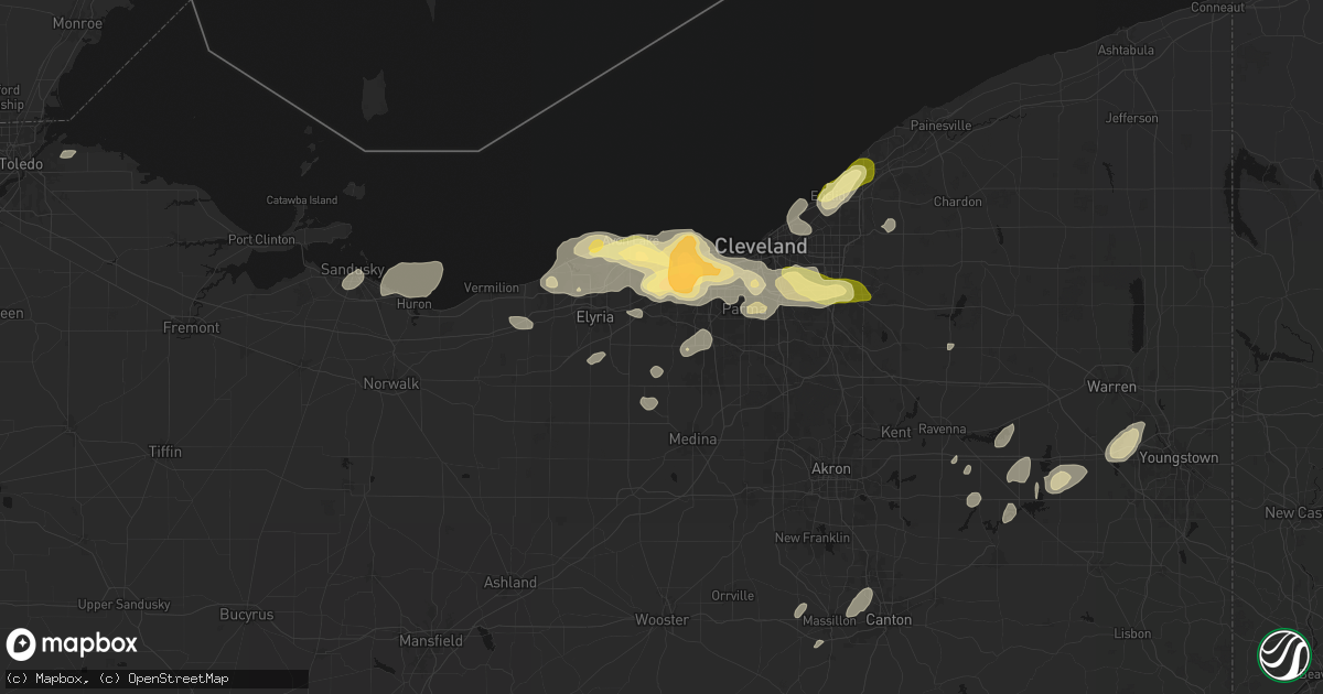 Hail map in Columbia Station, OH on August 22, 2026