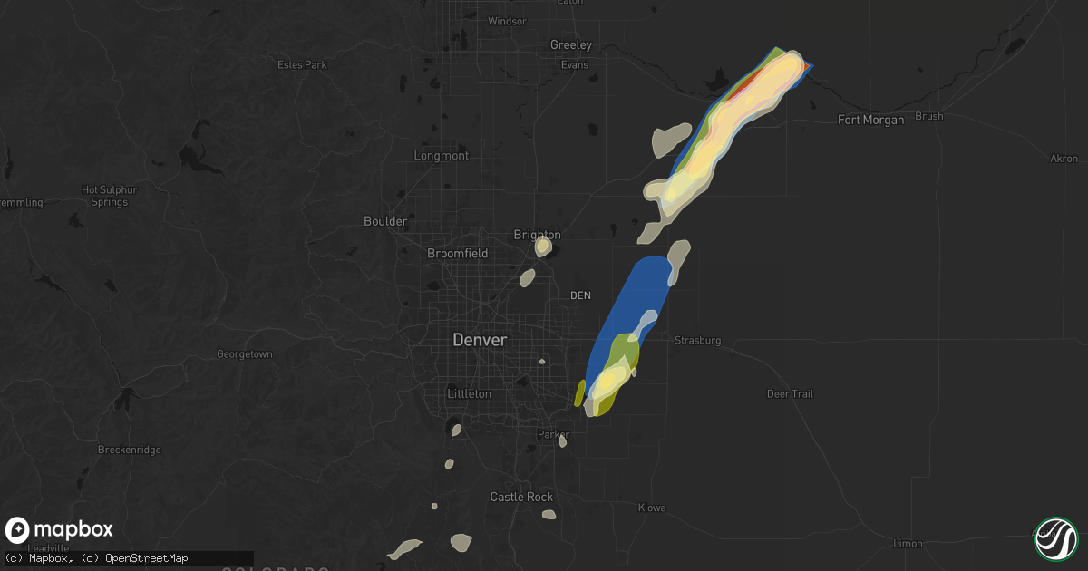 Hail map in Commerce City, CO on August 22, 2026