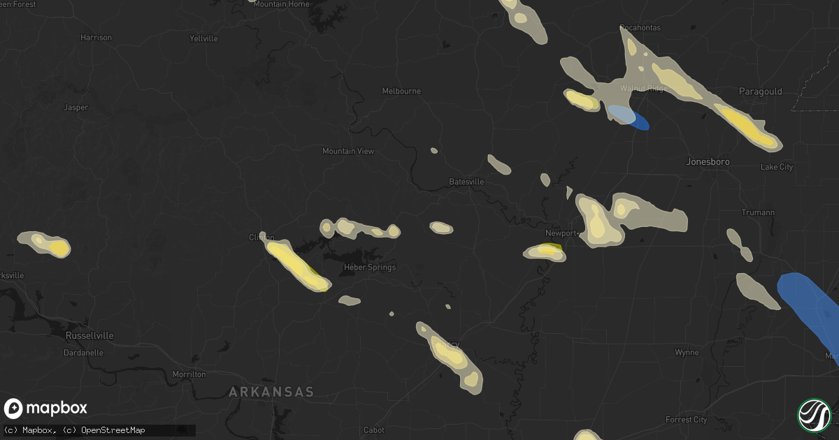 Hail map in Concord, AR on August 22, 2026