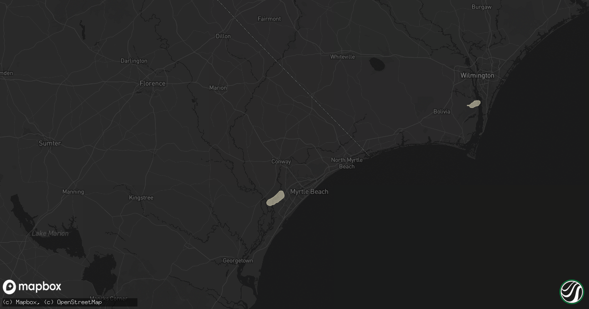 Hail map in Conway, SC on August 22, 2026