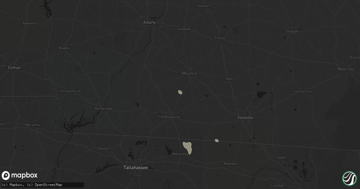 Hail map in Coolidge, GA on August 22, 2026
