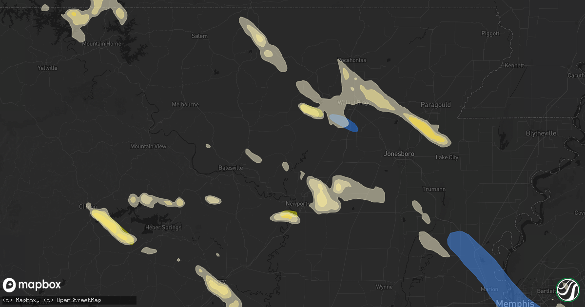 Hail map in Cord, AR on August 22, 2026