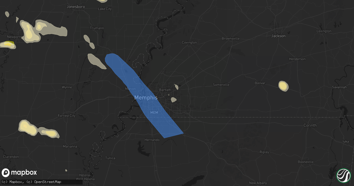 Hail map in Cordova, TN on August 22, 2026