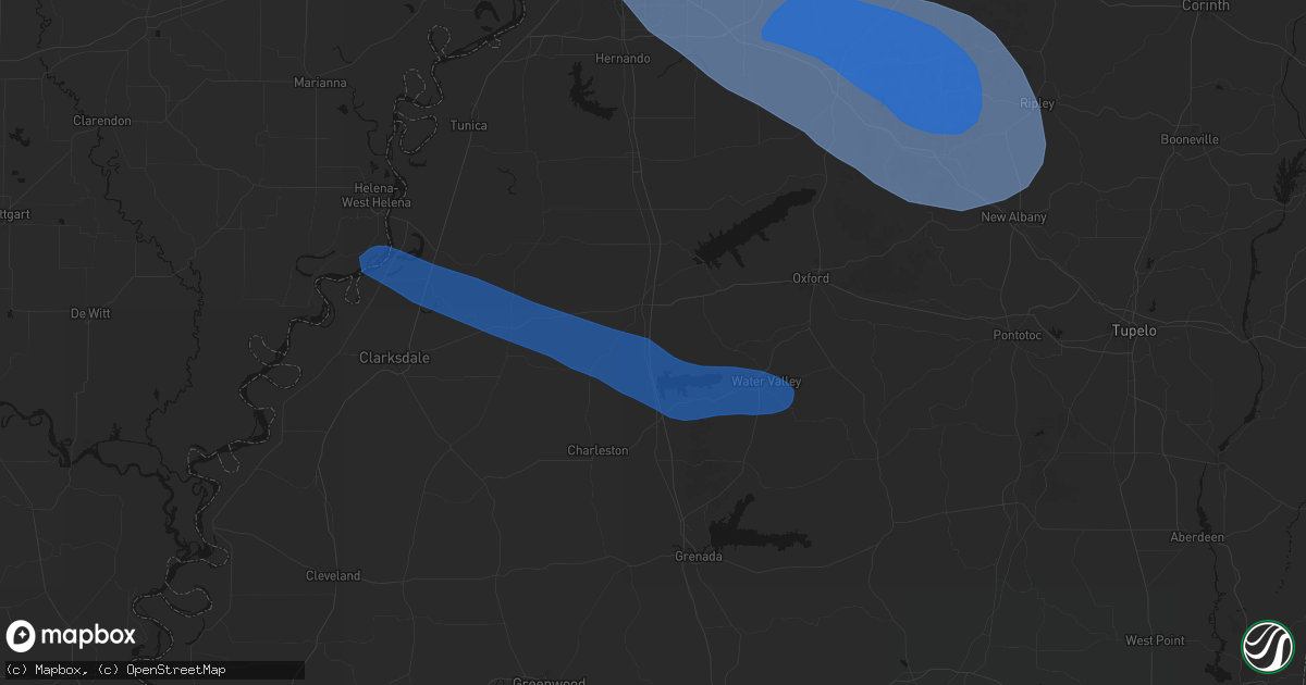 Hail map in Courtland, MS on August 22, 2026