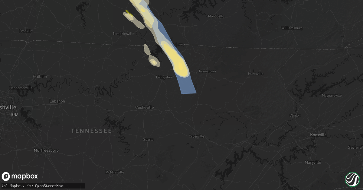 Hail map in Crawford, TN on August 22, 2026