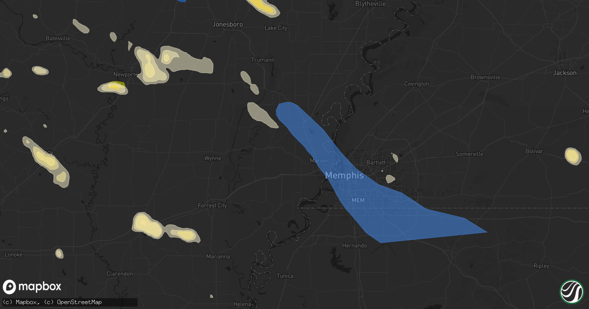 Hail map in Crawfordsville, AR on August 22, 2026
