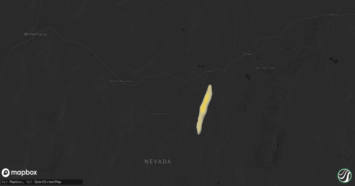 Hail map in Crescent Valley, NV on August 22, 2026