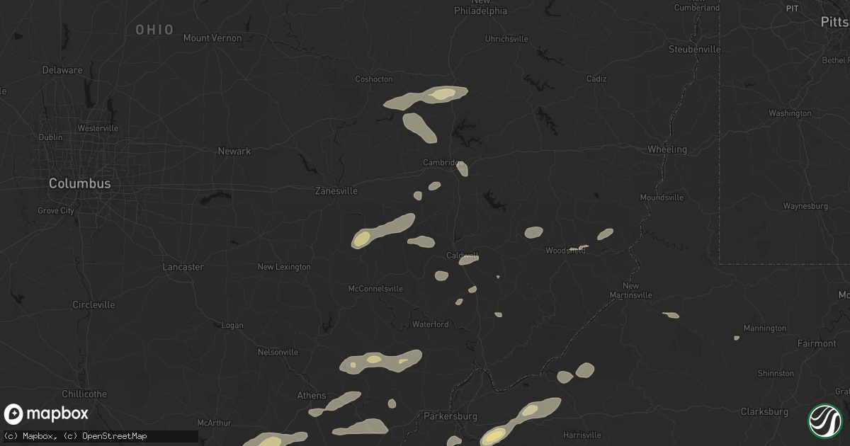 Hail map in Cumberland, OH on August 22, 2026