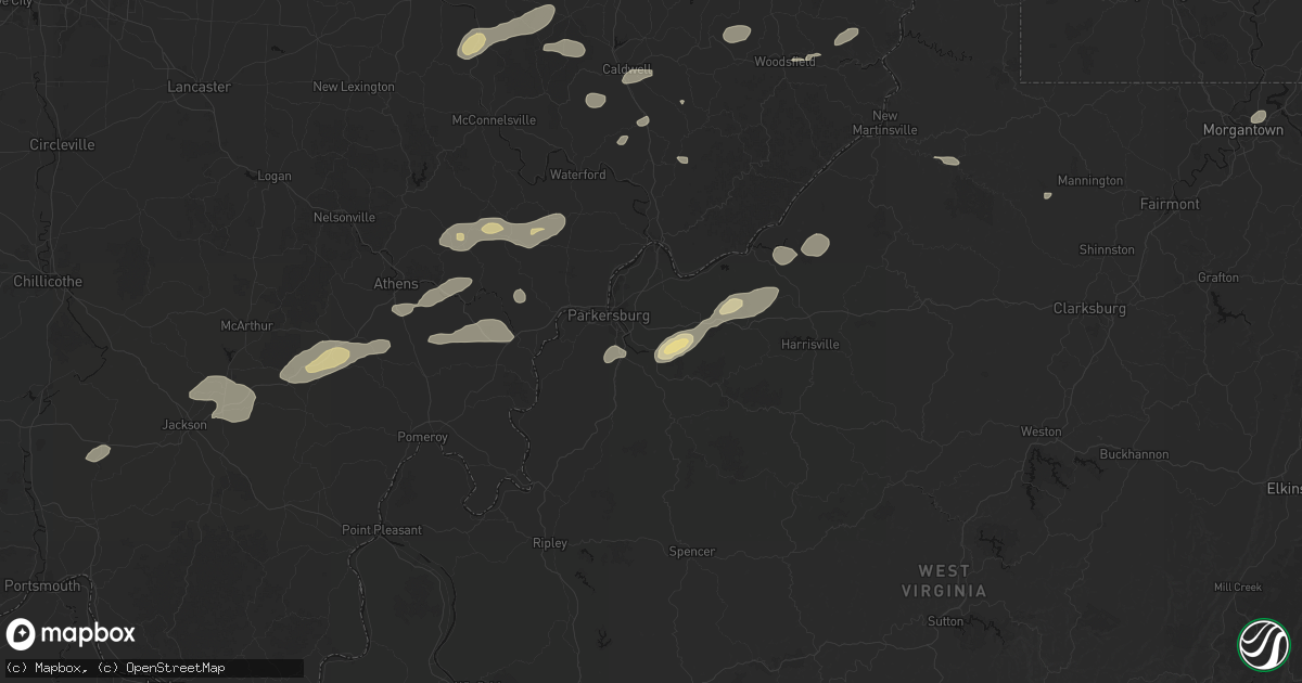 Hail map in Davisville, WV on August 22, 2026