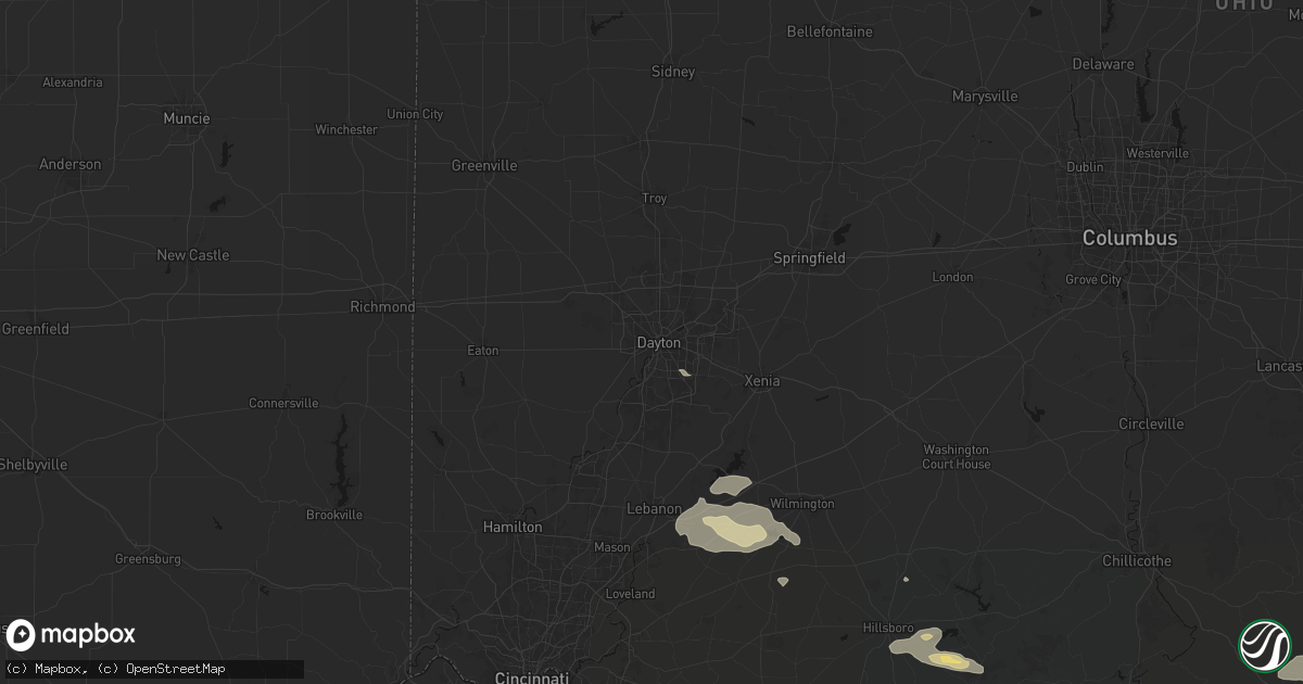 Hail map in Dayton, OH on August 22, 2026