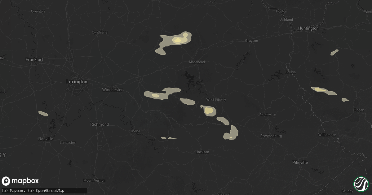 Hail map in Denniston, KY on August 22, 2026