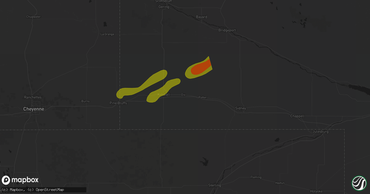Hail map in Dix, NE on August 22, 2026