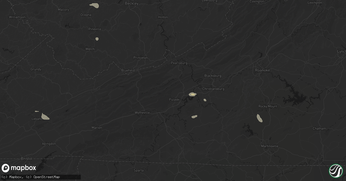 Hail map in Dublin, VA on August 22, 2026