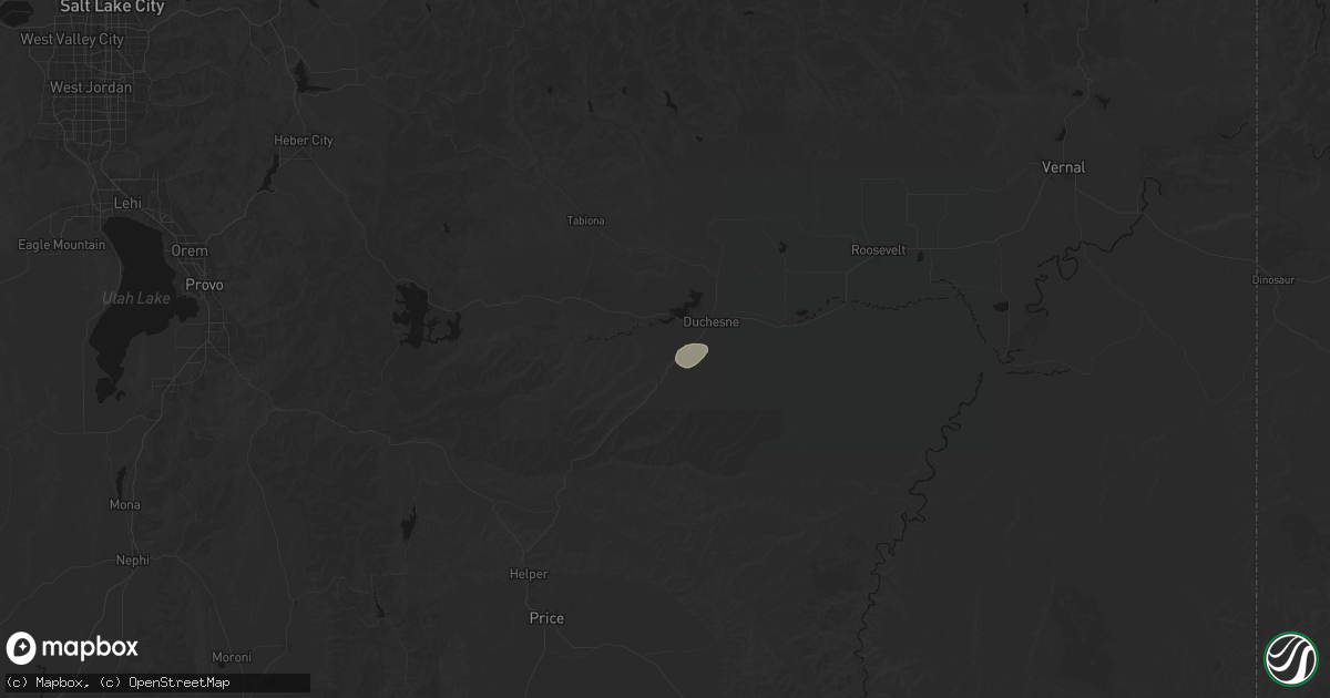 Hail map in Duchesne, UT on August 22, 2026