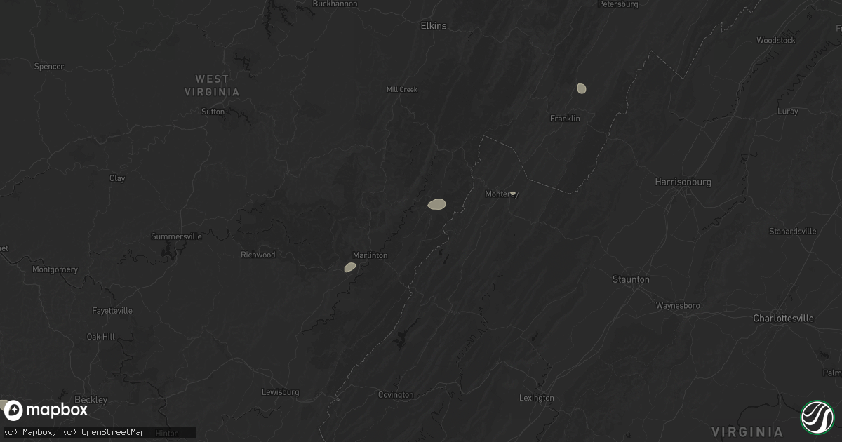 Hail map in Dunmore, WV on August 22, 2026