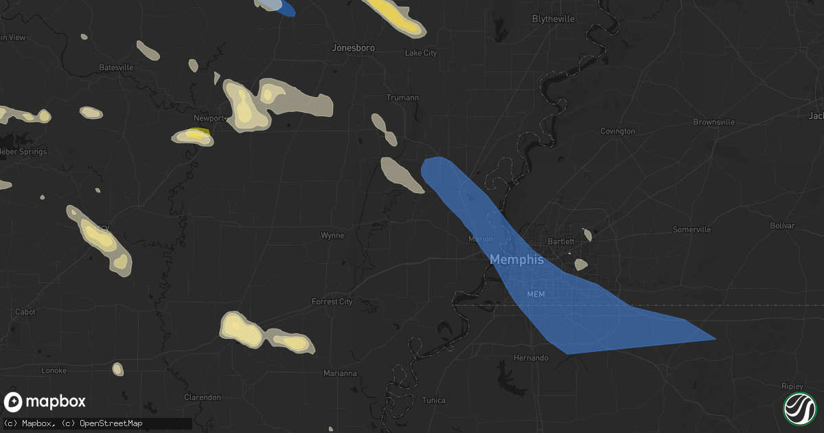 Hail map in Earle, AR on August 22, 2026