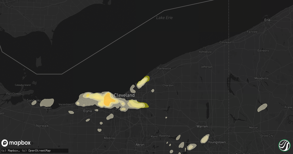 Hail map in Eastlake, OH on August 22, 2026