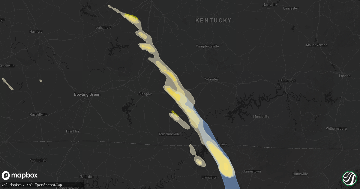 Hail map in Edmonton, KY on August 22, 2026