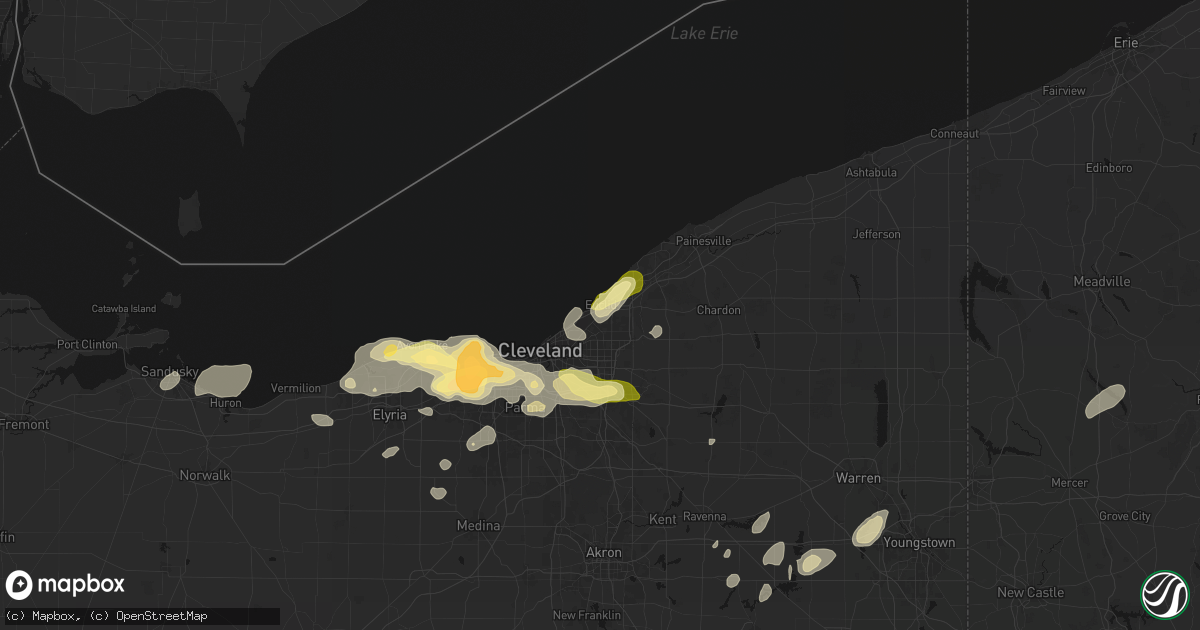 Hail map in Euclid, OH on August 22, 2026
