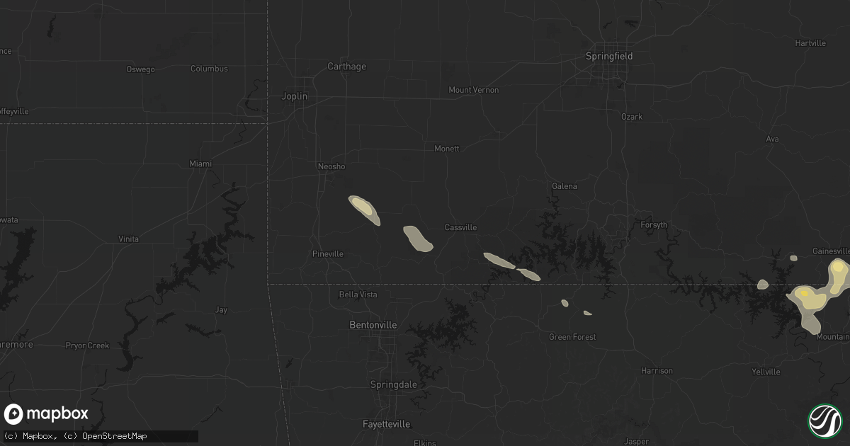 Hail map in Exeter, MO on August 22, 2026