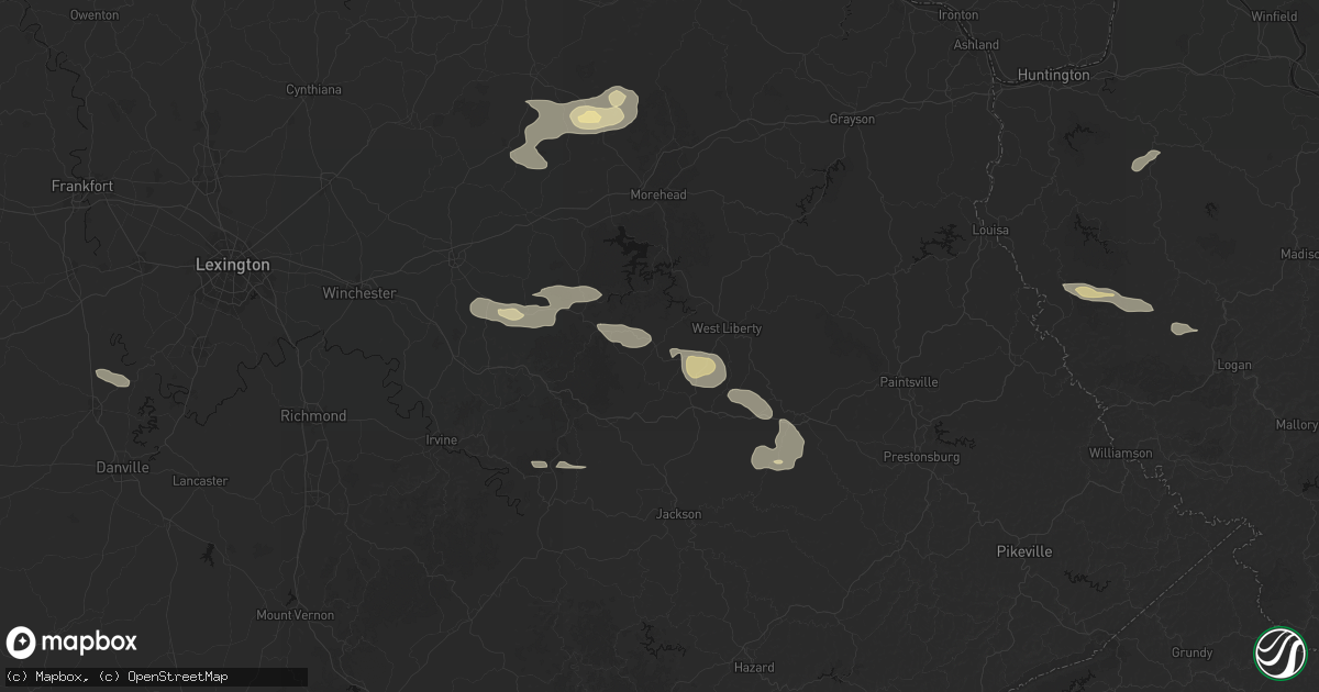 Hail map in Ezel, KY on August 22, 2026