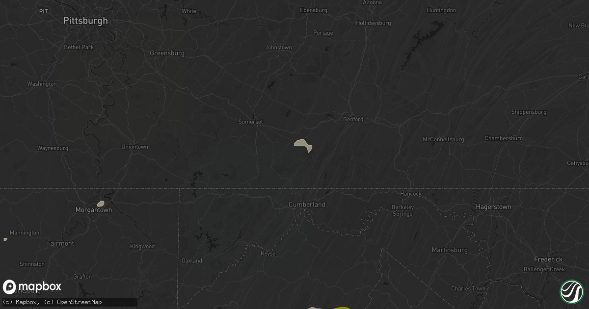Hail map in Fairhope, PA on August 22, 2026