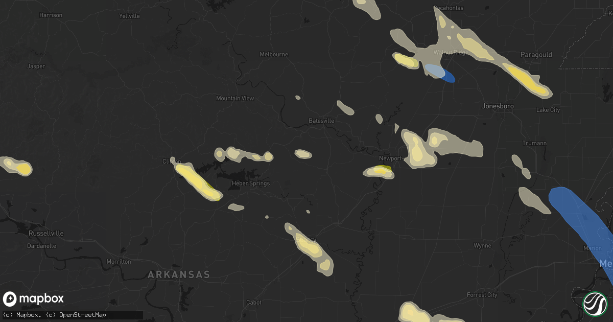 Hail map in Floral, AR on August 22, 2026