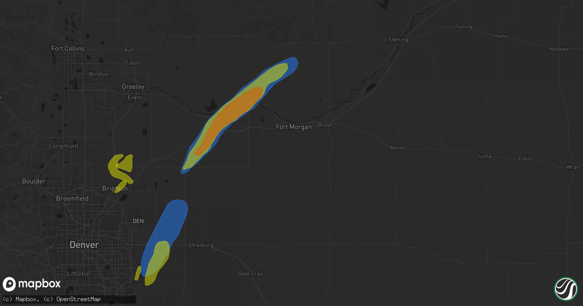 Hail map in Fort Morgan, CO on August 22, 2026