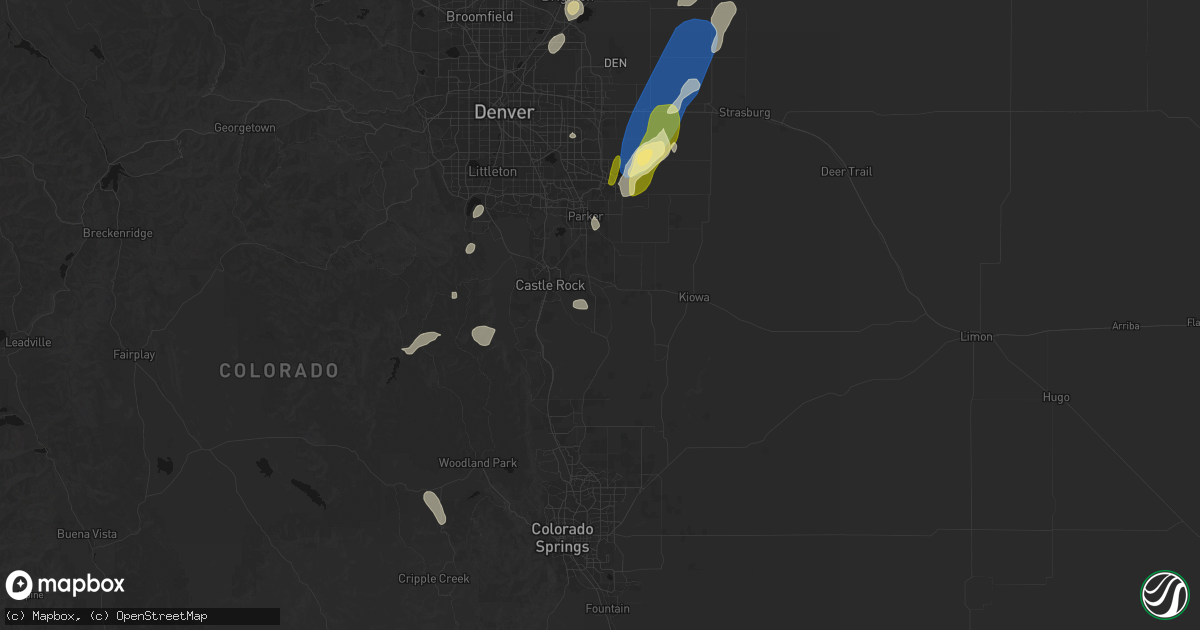 Hail map in Franktown, CO on August 22, 2026