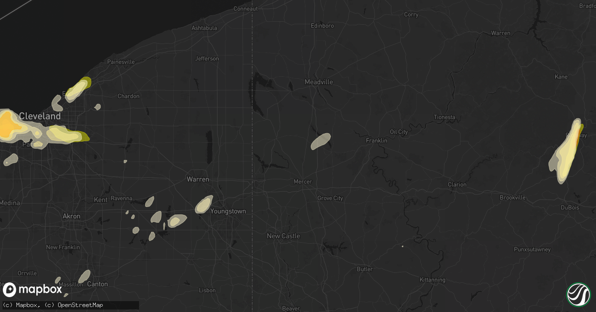 Hail map in Fredonia, PA on August 22, 2026