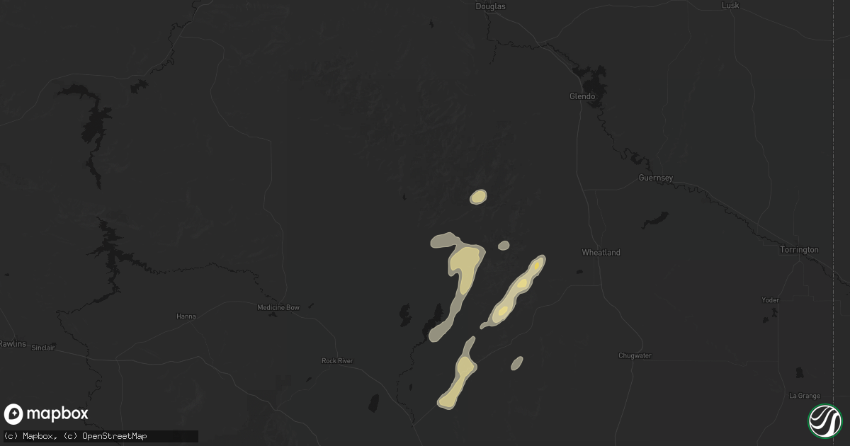 Hail map in Garrett, WY on August 22, 2026