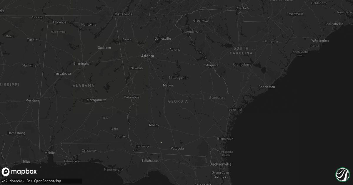 Hail map in Georgia on August 22, 2026